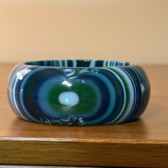 Carlos Sobral Vintage Striped Blue Green Resin Bangle - Picture 3 of 13
